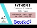 Python Data Types in TELUGU | Comments | Variables | Type Conversions | in TELUGU |