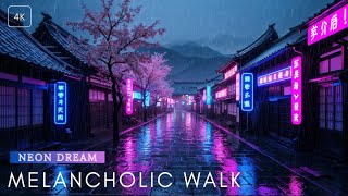 Experience the FUTURISTIC Neon Village Night Walk and Cyberpunk Music Ambient Scene