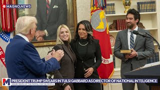 President Trump witness Tulsi Gabbard sworn-in by Pam Bondi at The White House (Feb 12, 2025)