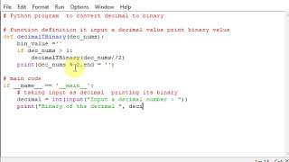 Python program to convert decimal to binary