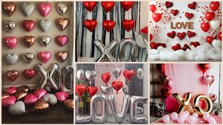 Easy Valentine decors/Simple Valentine decor ideas with heart balloons/Valentine heart ballon decors