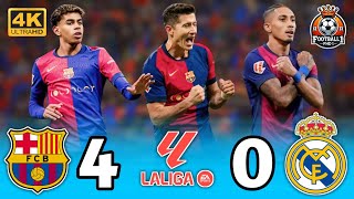 Barcelona (4-0) Real Madrid💥🔥 ● la liga [2024]🌟Lewandowski’s brilliance and Chawali’s madness🤯¦ 4k 💫