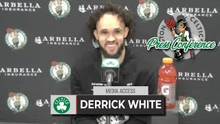 Derrick White Says He Had 'Goosebumps' in Celtics DEBUT | Celtics Postgame