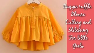 Baggie ruffle blouse cutting and stitching for little girls