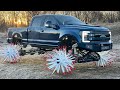 F350 on REAPER WHEELS Literally Tills FROZEN DIRT