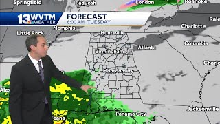 Increasing clouds and milder Monday