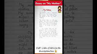 Essay on My Mother in English. #shorts #essayonmymother #mymotheressay #mymother #essay #mymomessay