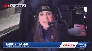 Live Drive 4 shows snowy road conditions in Western Pennsylvania
