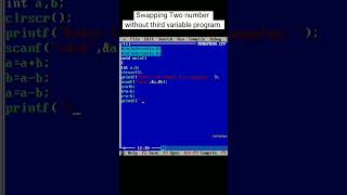 Swapping two number without third variable program in c 👨💻||#shorts #coding #viral