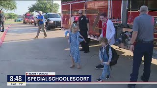 Midlothian kindergartener gets a special escort for his first day of school