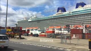 クイーン・エリザベス　イギリス・サウサンプトン港停泊中の埠頭までの道　The way to Queen Elizabeth and Britannia at Port of Southampton