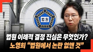 법원 이례적 결정 진심은 무엇인가? 노영희 변호사 “법원에서도 논란이 있었다. 그래서 사전에 논란을 아예 종식시킨 것”