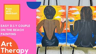 Paint n Sip at home for Valentine's Day! D.I.Y Easy Couple on the beach painting *The Love Box*