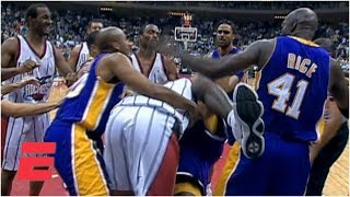 Shaquille O'Neal and Charles Barkley fight during Lakers vs. Rockets game (1999) | ESPN Archives