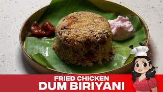 Fried Chicken Dum Biriyani Recipe | Kerala Style - Malayalam Recipe | Akshayaas Cameo