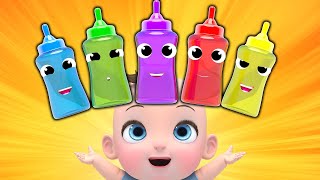 Learn Colors & Baby Infant Milk Bottle Song | finger family nursery rhymes | Super Lime And Toys