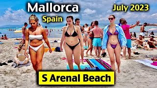 Spain Beach Walk, Mallorca S Arenal Beach, July 2023