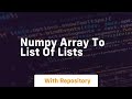 numpy array to list of lists