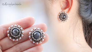 Moonlight mysteries earrings DIY. How to make beaded stud earrings