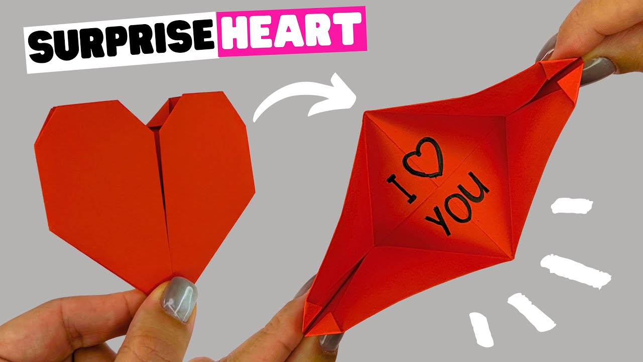 Easy Origami Surprise Heart Origami Valentine S Day Youtube
