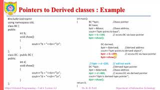 Unit 4_Lecture 4.3.2: Pointers to Derived classes