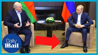 Putin leg squirming as Lukashenko rants about men fleeing Russia