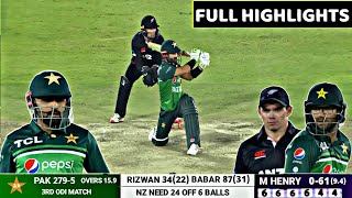 Pakistan Vs New Zealand • Pak Vs Nz 3RD ODI Full Highlights - Today Match Highlights - Babar Azam