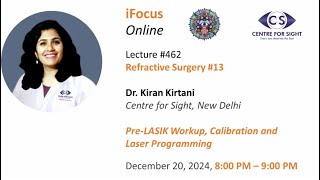 Pre-LASIK Workup, Calibration and Laser Programming, Dr. Kiran Kirtani, Friday, Dec 20, 8:00 PM