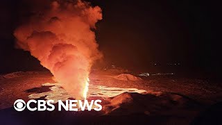 Iceland volcano erupts again, spews bright lava and plumes of smoke