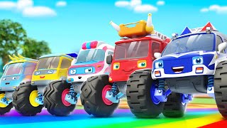 Five Little Monster Trucks | Learning Vehicles | Car Cartoon | Kids Songs | BabyBus - Cars World