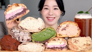 ASMR Cream Bread Mukbang 어글리베이커리 크림빵 쿠키슈 맘모스빵 먹방 🍞 초코 녹차 디저트 좋아하는 빵순이들 모여! Cookie Choux Cream Puff