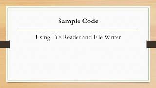 Lesson 3 : File input Output