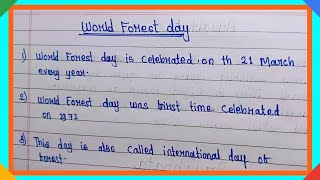 10 line essay on world forest day || world forest day english writing