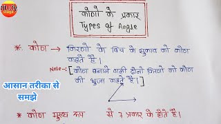 कोणों के प्रकार | types of Angle | kon kitne prakar ke hote hai | kon kise kahte hai | angle kya hai