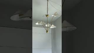 Geometric Brass Chandelier with Fabric Shape