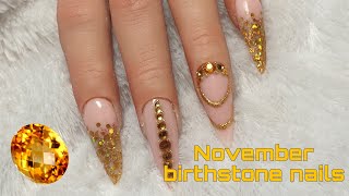 November birthstone nails | Citrine