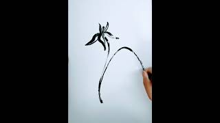 Iris❀one-stroke sketch by brush pen  菖蒲❀一筆書き❀ #shodo #sumie #shinei #japanesecalligraphy  #art