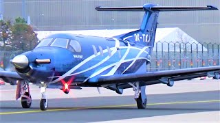 Pilatus PC-12 NGX OK-TKJ 2021 PT-6 Turboprop Taxi Frankfurt Airport General Aviation Terminal EDDF