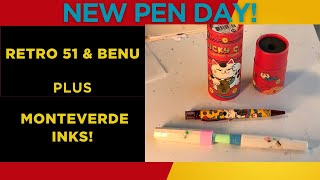 New Pen Day! Retro 51 Lucky Cat \u0026 BENU Euphoria Confetti Milkshake, plus two Monteverde inks