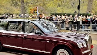 King Charles III, William & Kate, Royal Family EPIC MOTORCADE! (depart & return Buckingham Palace)