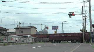 宇部線宇部岬駅　セントラル硝子専用線　赤ホキ入換風景５