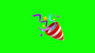 Party Popper Emoji Animation on Green Screen Background | 4K | FREE TO USE