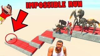 IMPOSSIBLE RUN STAIRWAY TO HEAVEN Challenge in Animal Revolt Battle Simulator with SHINCHAN and CHOP