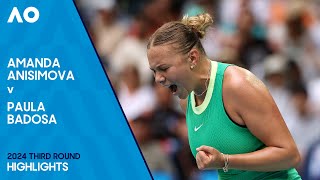 Amanda Anisimova v Paula Badosa Highlights | Australian Open 2024 Third Round