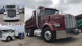 Kenworth converted into a dump truck | 8in straight pipe CAT C-15 twin turbo dump truck