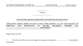 Application under order 16 rule 6 of CPC# application for calling of record#sample Legal drafts