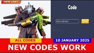 *NEW UPDATE CODES* Skibidi Toilet Battle Boom ROBLOX | ALL CODES | JANUARY 10, 2025