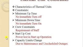 Constraints on Unit Commitment