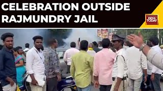 Celebration Outside Rajmundry Jail After Former Andhra CM Chandrababu Granted Interim Bail