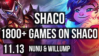 SHACO vs NUNU & WILLUMP (JUNGLE) | 4/0/6, 1800+ games, 2.1M mastery | EUW Master | v11.13